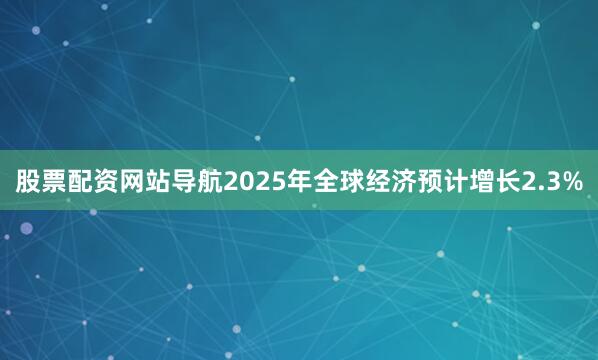 股票配资网站导航2025年全球经济预计增长2.3%